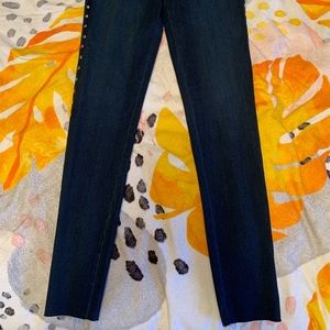 Luxe denim slims silver buttons up the sides